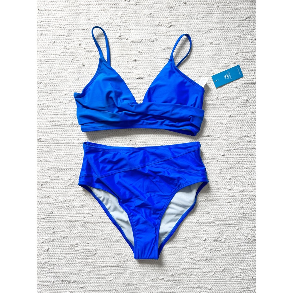 Cupshe Wrap Bralette and Spliced High Waist Bikini Set